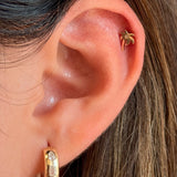 Gold Diamond Palm Tree Flat Back Earring