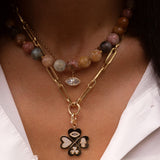 Gold Large and Small Link Clasp Chain Necklace