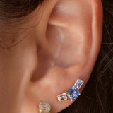 Gold Lab Diamond Emerald Cut Huggie Earrings