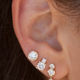 Gold Lab Diamond Round Bezel Stud