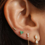 Gold Diamond Mini Trio Bar Flat Back Earring