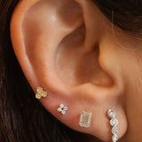 Gold Diamond Mini Trio Bezel Flat Back Earring
