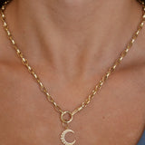 Gold Diamond Half Moon Pendant