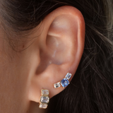 Gold Lab Diamond Emerald Cut Huggie Earrings