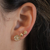 Gold Diamond Pave Flower Earrings