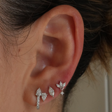 Gold Diamond Double Pear Half Hoop Earring