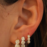 Gold Lab Diamond Triple Diamond Huggies