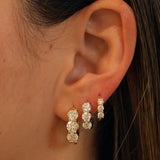 Gold Lab Diamond Triple Diamond Hoops