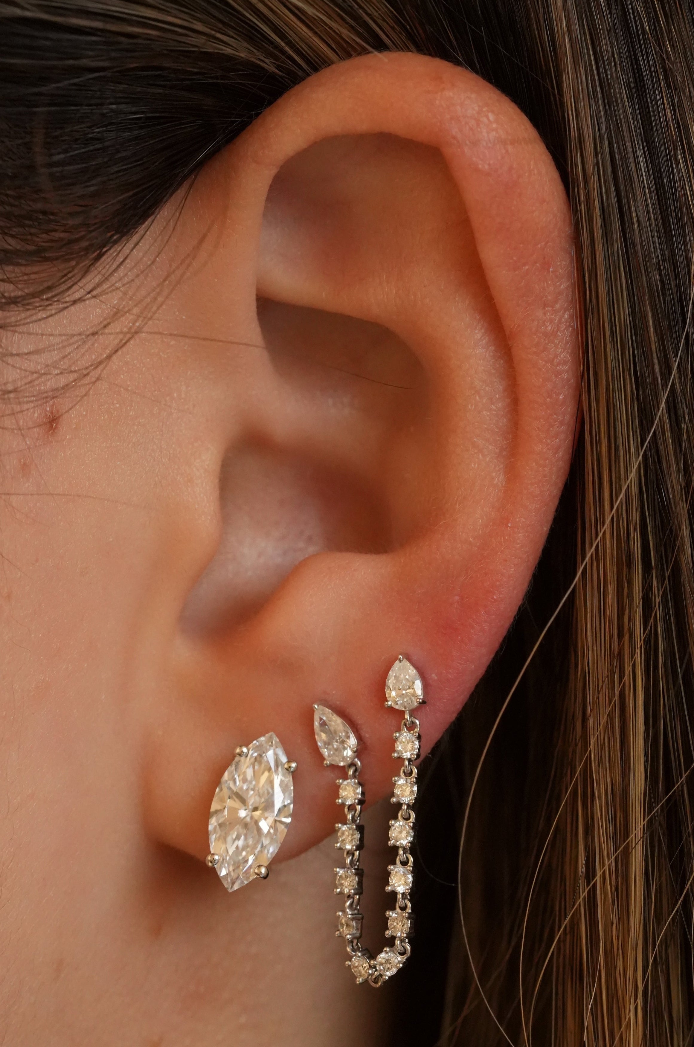 Gold Lab Diamond Marquise Studs