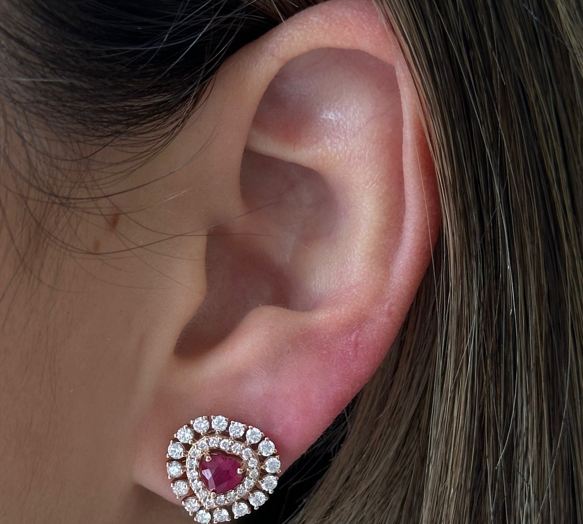 Fine Jewelry Ruby Heart Earrings
