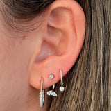 Gold Floating Diamond Hoop Earring