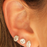 Gold Lab Diamond Oval Bezel Stud Earring