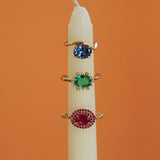 Gold Lab Grown Ruby Tourmaline Ring