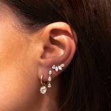 Gold Lab Grown Round Charm Earrings