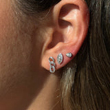 Gold Large Bezel Diamond Pear Stud Earring