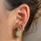 Gold Plated Lab Grown Oval Fluted Earrings