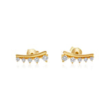 Gold Graduated Prong Diamond Climber Earring