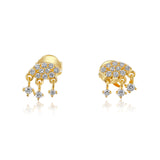Gold Pave Marquise Diamond Drop Stud Earring