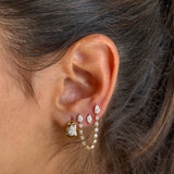 Gold Pear Pave Diamond Hoop Earrings