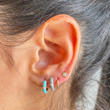Diamond Turquoise Enamel Huggie