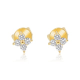 Gold Clover Diamond Stud Earring