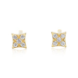 Gold Diamond Square Stud Earring