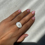 Gold Diamond Mother Of Pearl Fluted Dome Ring