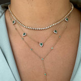 Gold Pear Shaped Diamond Emerald Chain Necklace