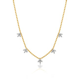 Gold Diamond Lotus Ball Chain Necklace