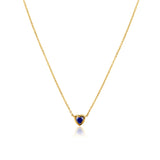 Gold Bezel Set Heart Sapphire Necklace