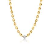 Gold Diamond Puff Link Necklace