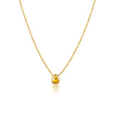 Gold Pear Yellow Sapphire Ball Chain Necklace