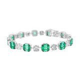 Gold Diamond Emerald Baguette Illusion Tennis Bracelet
