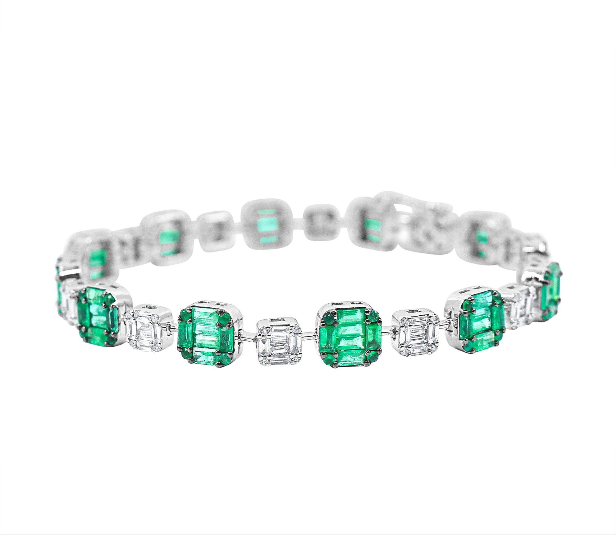 Diamond Emerald Baguette Illusion Bracelet