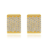 Gold Pave Diamond Square Hoop Earring