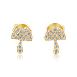 Gold Diamond Mushroom Stud Earring