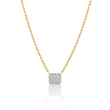 Gold Diamond Rectangle Octagon Ball Necklace