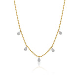 Gold Diamond Pear Ball Necklace