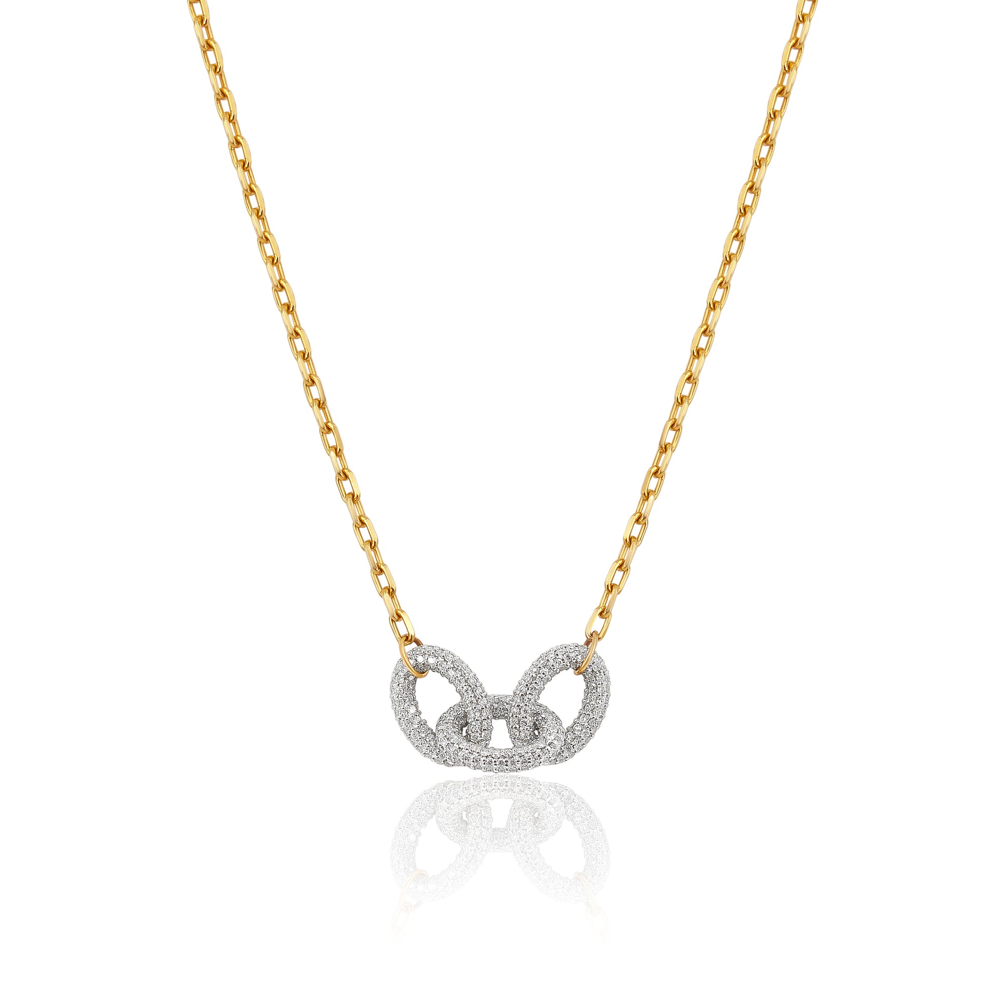 Gold Diamond Double Clasp Link Chain Necklace - Monisha Melwani Jewelry