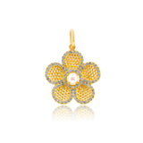 Gold Diamond Flower Pearl Pendant
