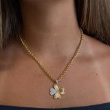 Gold Diamond Fluted Clover Pendant