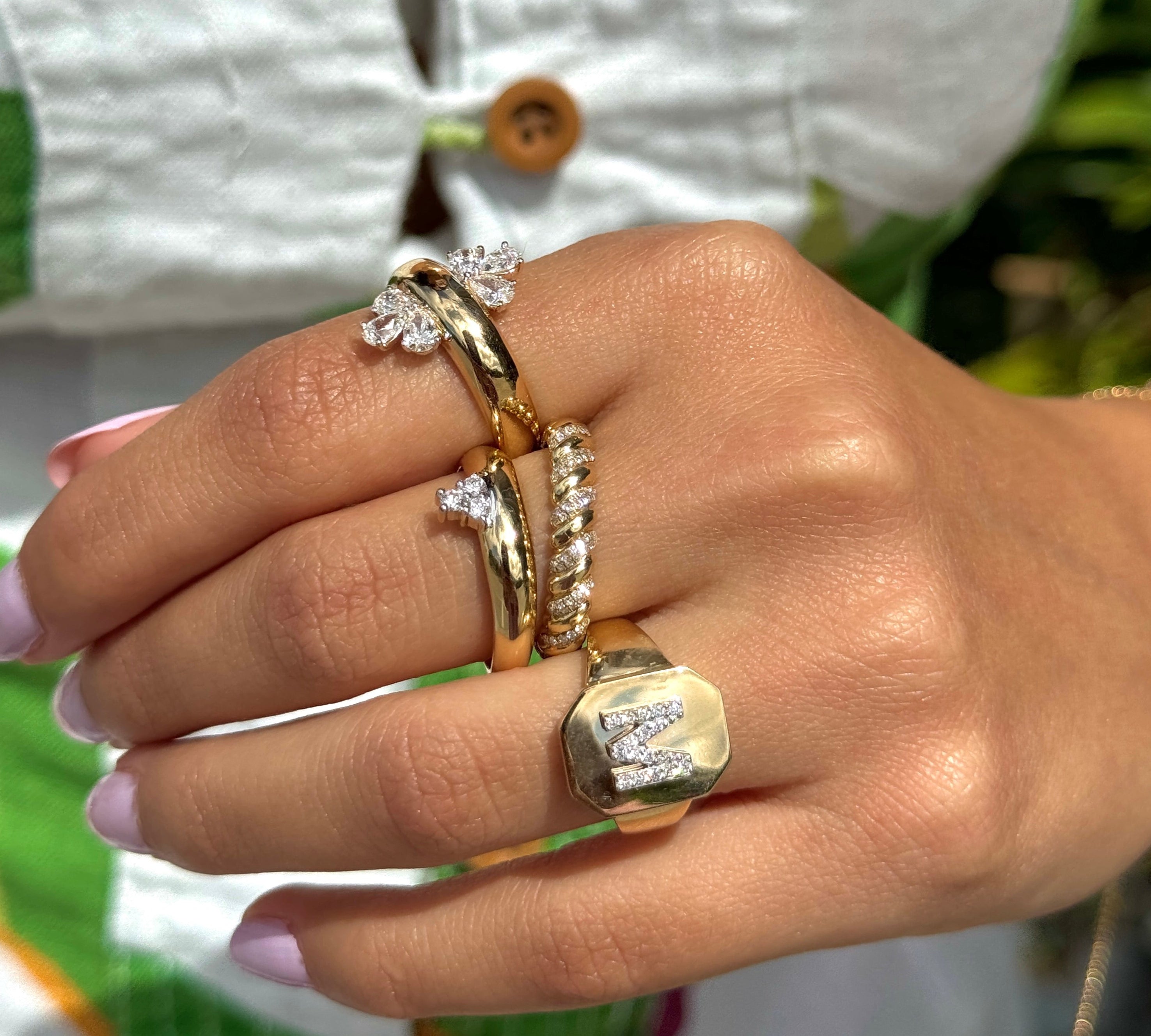 Gold Trio Bubble Ring by Monisha Melwani