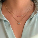 Gold Lab Grown Emerald Cut Diamond Bezel Pendant