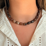 Dark Brown Agate Beaded Necklace