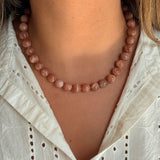 Peach Moonstone Beaded Necklace