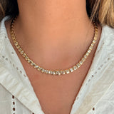 Gold Half Graduated Diamond Square Bezel Necklace