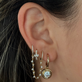 Gold Prong Diamond Double Hoop Connecting Earring