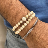 Gold Double Diamond Bone Beaded Bracelet