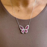 Gold Diamond Ruby Butterfly Necklace