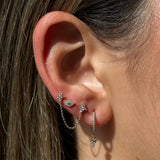 Gold Diamond Emerald Evil Eye Stud Earring